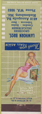 Matchbook Cover - Lawhorn Bros Deli Grocery Bladensburg MD pinup