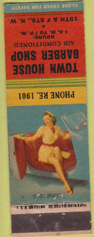 Matchbook Cover - Town House Barber Shop pinup NO TOWN WEAR