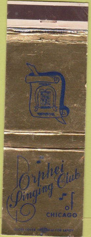 Matchbook Cover - Orphei Singing Club Chicago IL