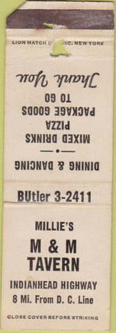 Matchbook Cover - M and M Tavern no town WORN