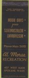 Matchbook Cover - Al Morse Recreation Spokane WA SAMPLE