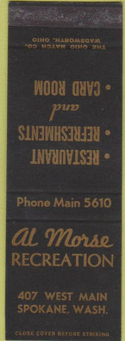 Matchbook Cover - Al Morse Recreation Spokane WA SAMPLE