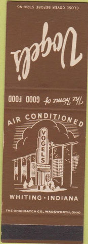 Matchbook Cover - Vogel's Whiting IN SAMPLE brown