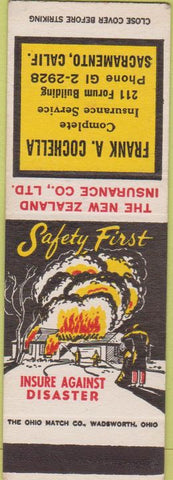 Matchbook Cover - New Zealand Insurance Sacramento CA SAMPLE