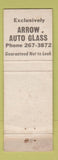Matchbook Cover - Arrow Auto Glass Nu Minit Car Wash Chattanooga TN WORN TEAL
