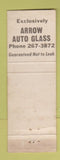 Matchbook Cover - Arrow Auto Glass Nu Minit Car Wash Chattanooga TN WORN WHITE