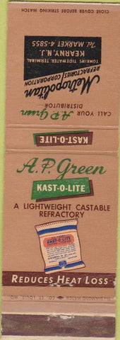 Matchbook Cover - Metropolitan Refractories Kearny NJ