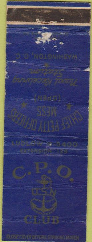 Matchbook Cover - Officers Mess Washington DC POOR