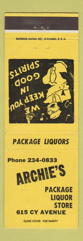 Matchbook Cover - Archie's Package Liquors