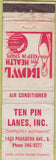 Matchbook Cover - Ten Pin Lanes NO TOWN WEAR