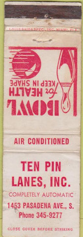 Matchbook Cover - Ten Pin Lanes NO TOWN WEAR