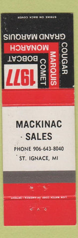 Matchbook Cover - 1977 Mercury Mackinac St Ignace MI WEAR