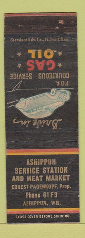Matchbook Cover - Ashippun oil gas WI WORN