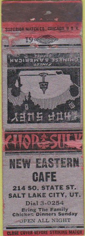 Matchbook Cover - New Eastern Cafe Salt Lake City UT Chinese WORN
