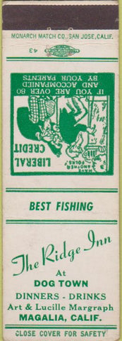 Matchbook Cover - Ridge Inn Magalia CA