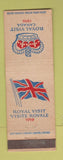 Matchbook Cover - 1959 Canadian Royal Visit Queen King of England