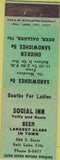 Matchbook Cover - Social Inn Salt Lake City UT local manumark