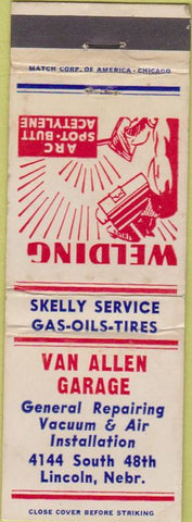 Matchbook Cover - Van Allen Garage Lincoln NE Skelly oil gas