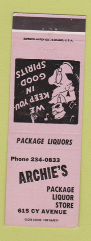 Matchbook Cover - Archie's Package Liquor Store Casper WY LAVENDER