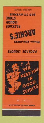 Matchbook Cover - Archie's Package Liquor Store Casper WY ORANGE