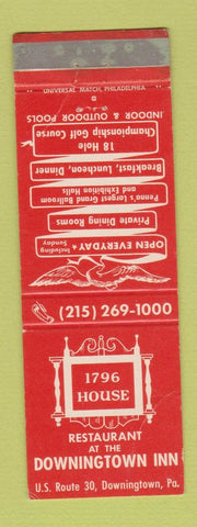 Matchbook Cover - 1796 House Restaurant Downingtown Inn PA WEAR