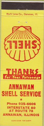 Matchbook Cover - Shell Oil Gas Annawan IL