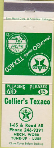 Matchbook Cover - Texaco Oil Gas Collier's NO TOWN