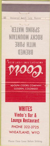 Matchbook Cover - Coors Beer Wheatland WY