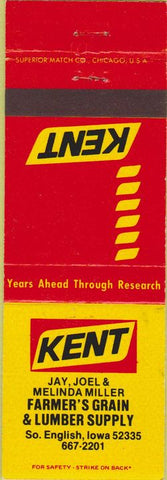 Matchbook Cover - Kent Feeds South English IA