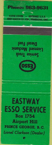 Matchbook Cover - Esso Oil Gas Prince George BC Canada