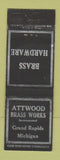 Matchbook Cover - Attwood Brass Works Hardware Grand Rapids MI WEAR