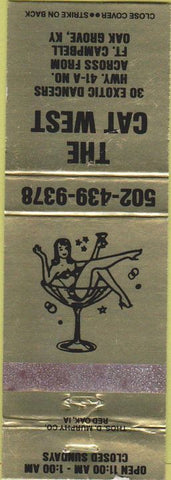 Matchbook Cover - The Cat West Strip Club girlie Oak Grove KY