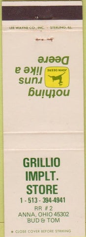Matchbook Cover - Grillo John Deere Tractors Anna OH