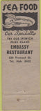 Matchbook Cover - Embassy Restaurant Boston MA WORN