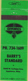 Matchbook Cover - Barry's Standard oil gas Appleton WI