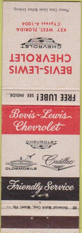 Matchbook Cover - Bevis Lewis Chevrolet Oldsmobile Cadillac Key West FL