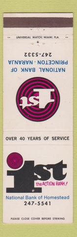 Matchbook Cover - 1st National Bank Homestead Princeton Naranja FL