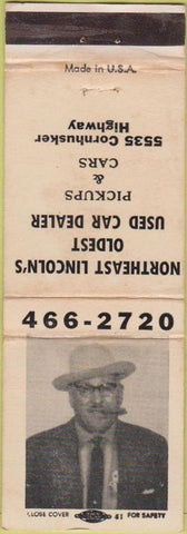 Matchbook Cover - Used Cars Lincoln NE