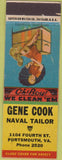 Matchbook Cover - Gene Cook Taval Tailor Porsmouth VA pinup