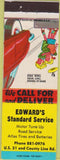Matchbook Cover - Edward's Standard oil gas Greenwood IN