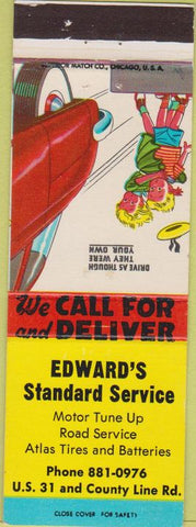 Matchbook Cover - Edward's Standard oil gas Greenwood IN