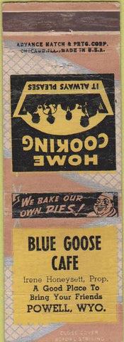 Matchbook Cover - Blue Goose Cafe Powell WY Advance CREASES