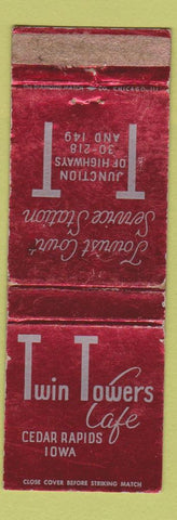Matchbook Cover - Twin Towers Cafe Cedar Rapids IA WORN