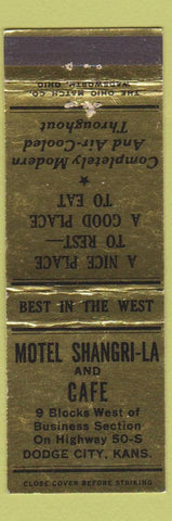 Matchbook Cover - Motel Shangri LA Cafe Dodge City KS