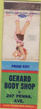Matchbook Cover - Gerard Body Shop NO TOWN pinup WORN