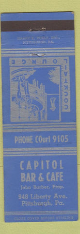 Matchbook Cover - Capitol Bar Cafe Pittsburgh Pa