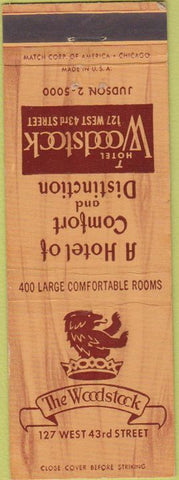 Matchbook Cover - The Woodstock Hotel New York City
