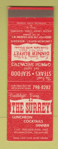 Matchbook Cover - The Surrey Restaurant Wilmington DE