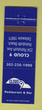 Matchbook Cover - Cloud 9 Restaurant Bar Rehoboth Beach DE