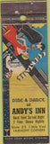 Matchbook Cover - Andy's Inn Fairmont Corners Worn